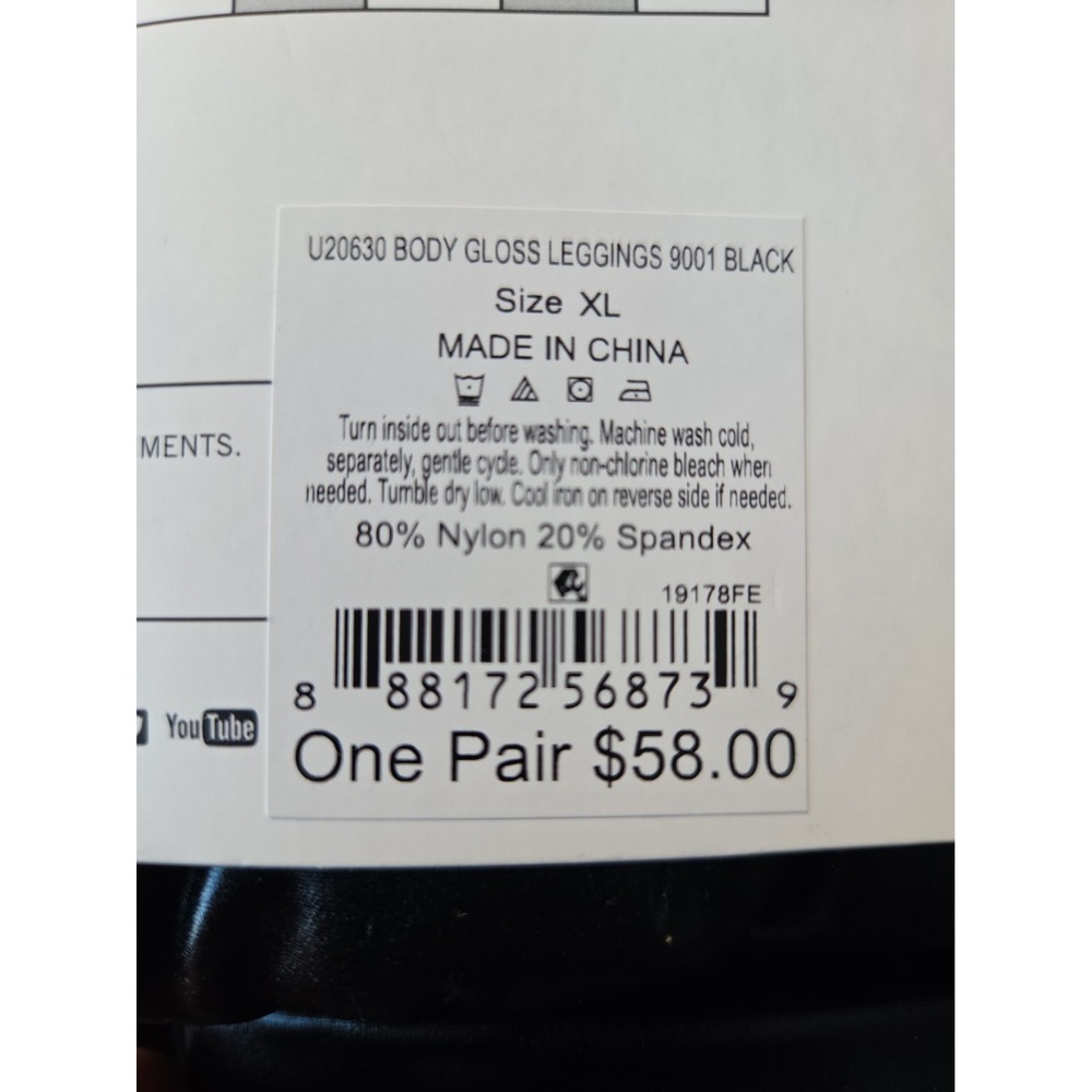 HUE Black Body Gloss Slimming Leggings New Size XL - Picture 4 of 5